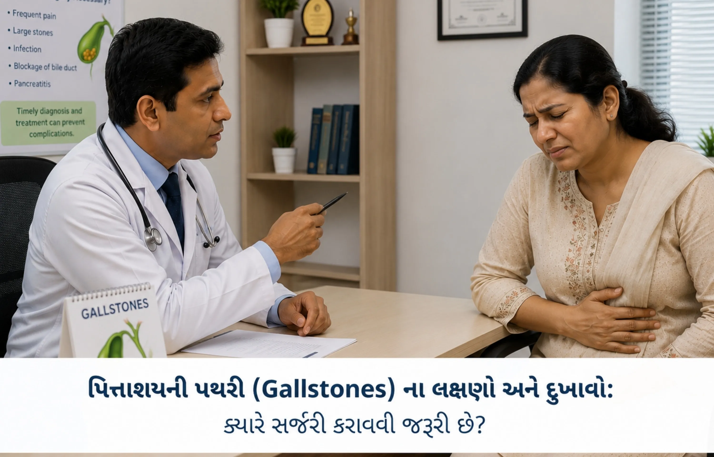 પિત્તાશયની પથરી (Gallstones) ના લક્ષણો અને દુખાવો: ક્યારે સર્જરી કરાવવી જરૂરી છે?
