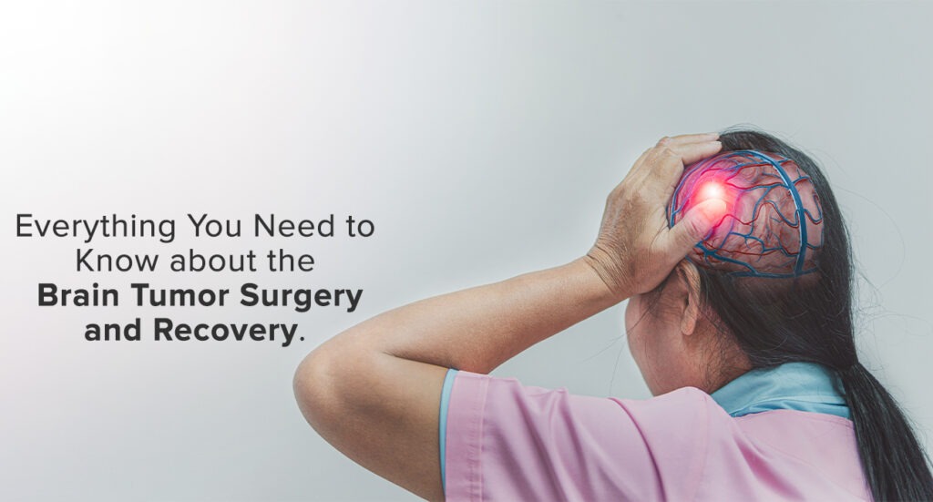 Brain Tumor Surgery and recovery concept with highlighted brain pain