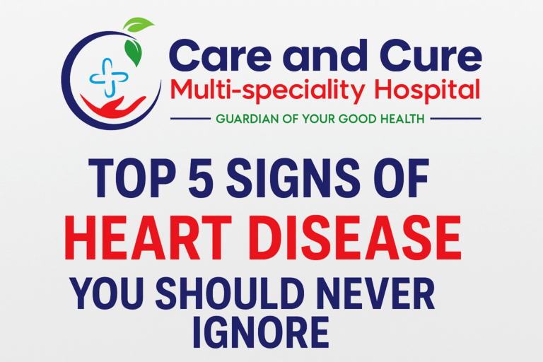 "Infographic showing 5 warning signs of heart disease to watch for"