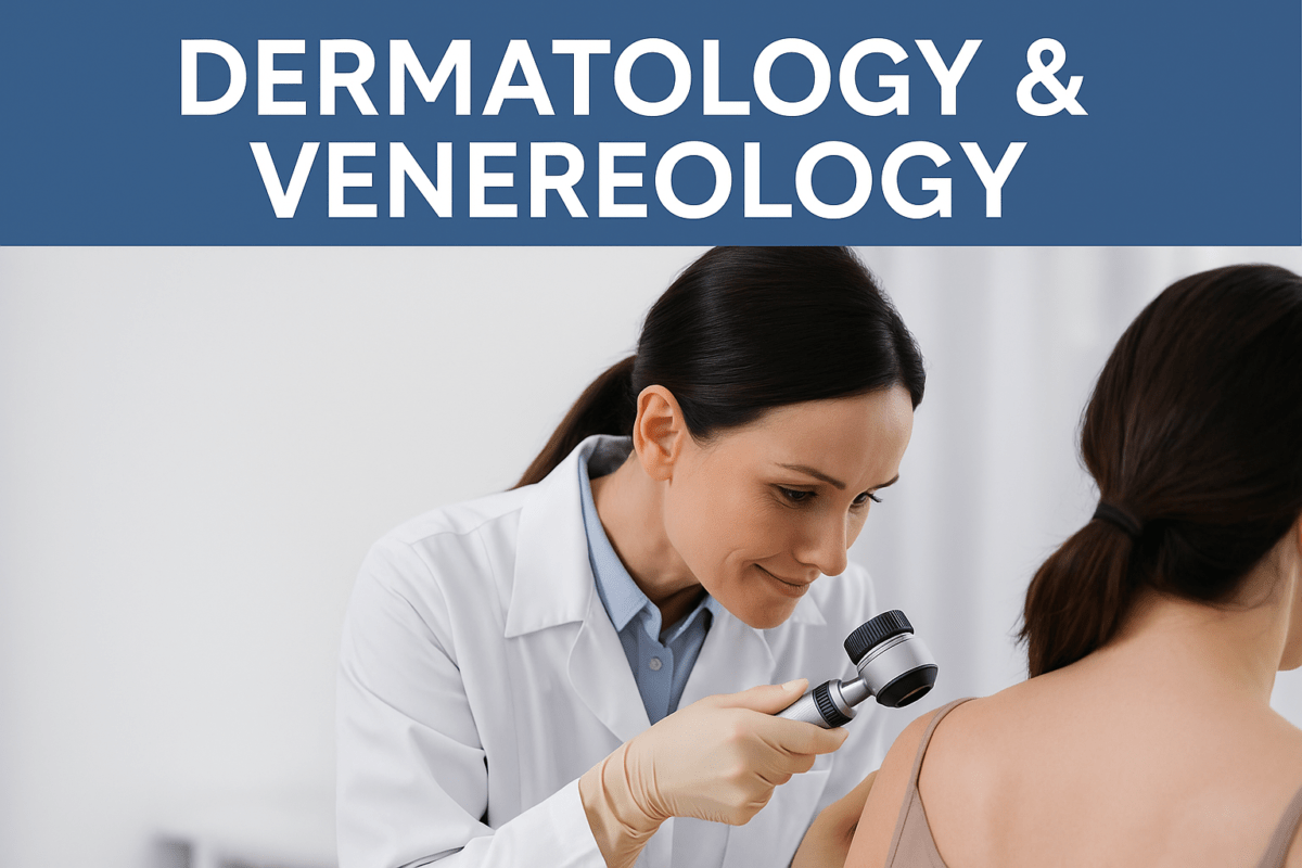 Dermatology and Venereology: Advanced Care for Skin, Hair & STDs 24 Dermatology and Venereology specialist examining skin