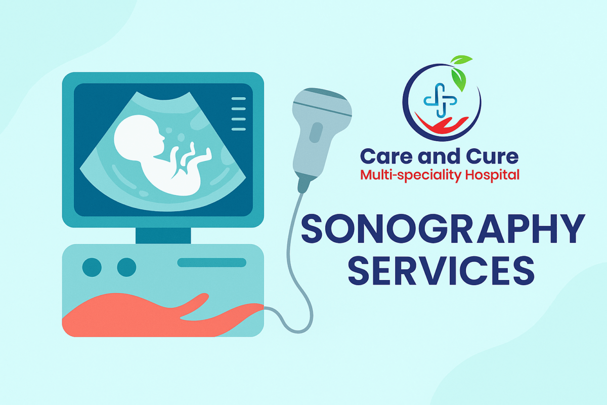 10 Critical Applications of Sonography Services You Should Know in 2025 18 Sonography services symbol for Care and Cure Multispeciality Hospital Ahmedabad"