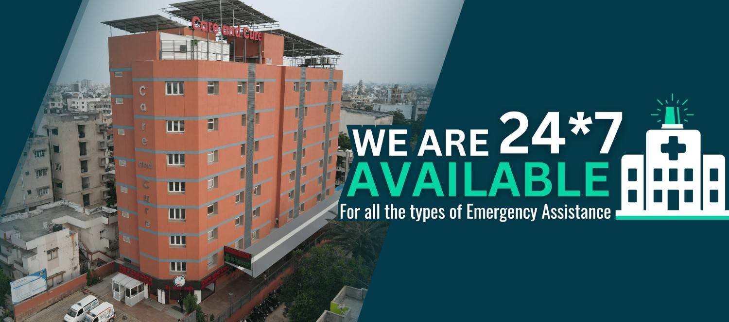 Care and cure multispecialty hospital with 24/7 emergency services.