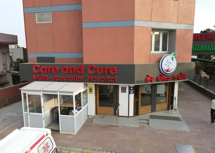 Front view of care and cure hospital