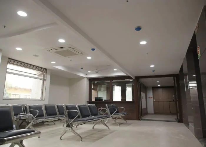 waiting area at Care and Cure Multispeciality Hospital