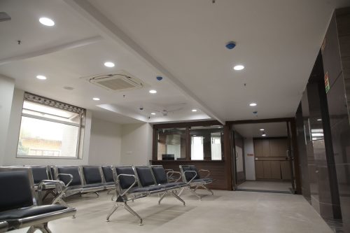 waiting area at Care and Cure Multispeciality Hospital